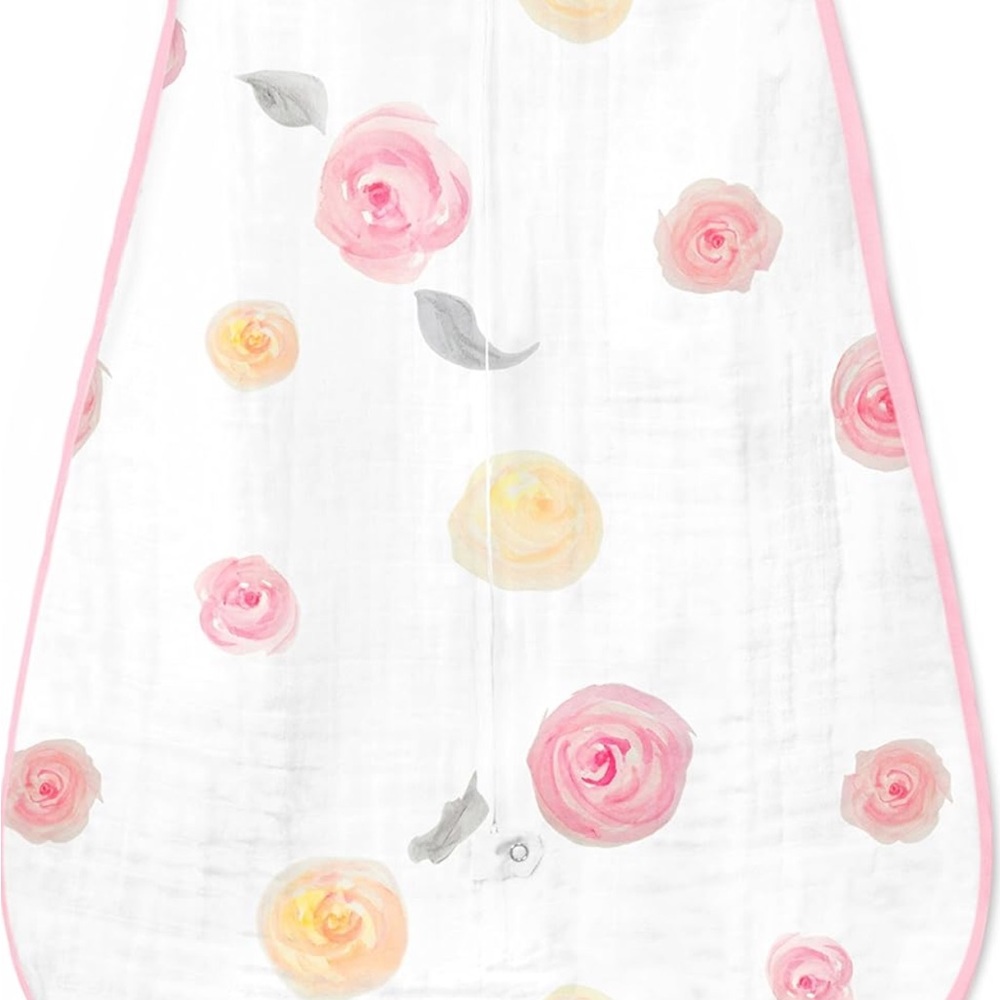 White and Pink Sleep Sack Pajamas with Zipper Closure / muslin